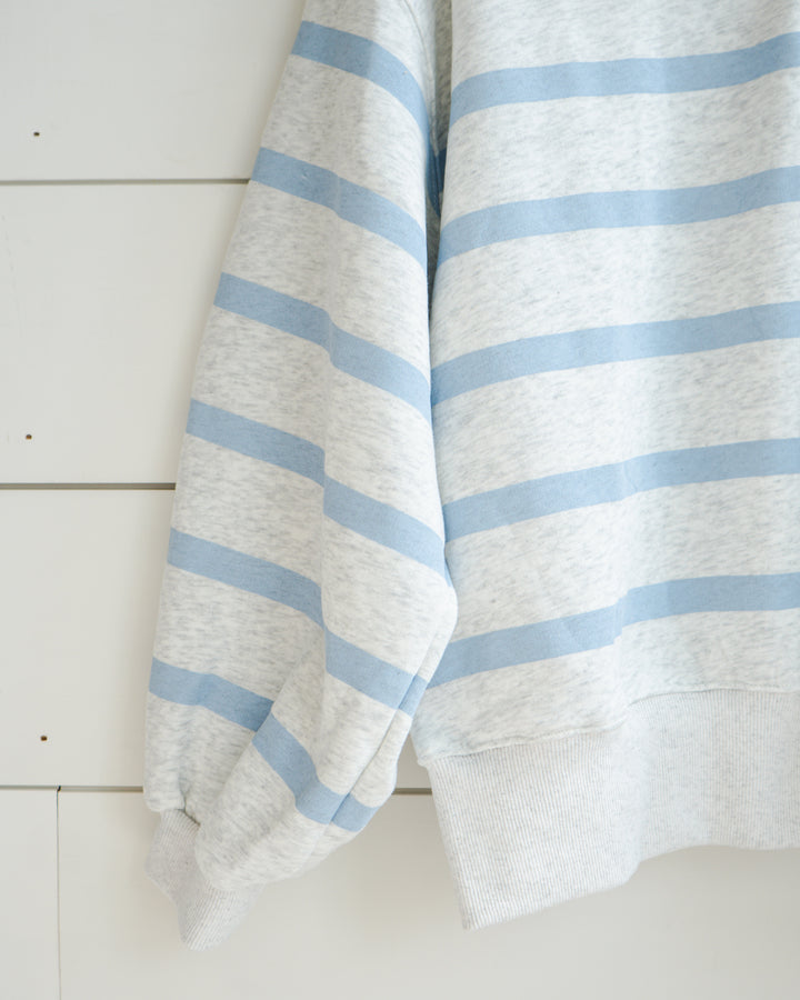 Sky Blue Striped 1/4 Button Up