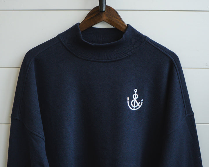 Women’s Anchor Mockneck Crew-Navy