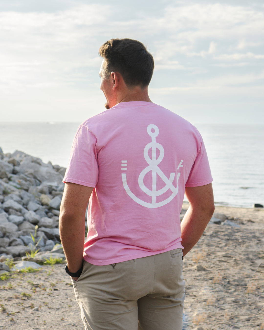 Unisex Signature Anchor Short Sleeve Tee- Bubblegum