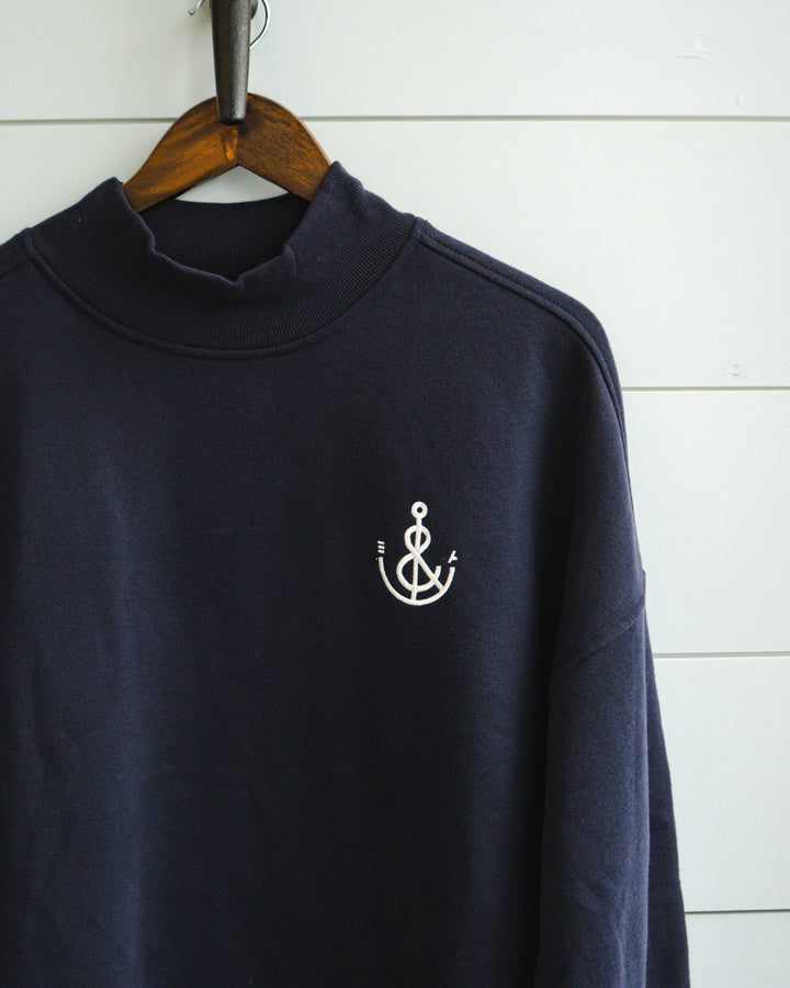 Women’s Anchor Mockneck Crew-Navy