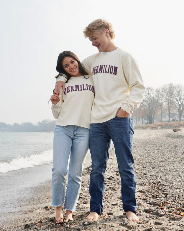 Women’s Vermilion Appliqué Mid Crew- Ivory