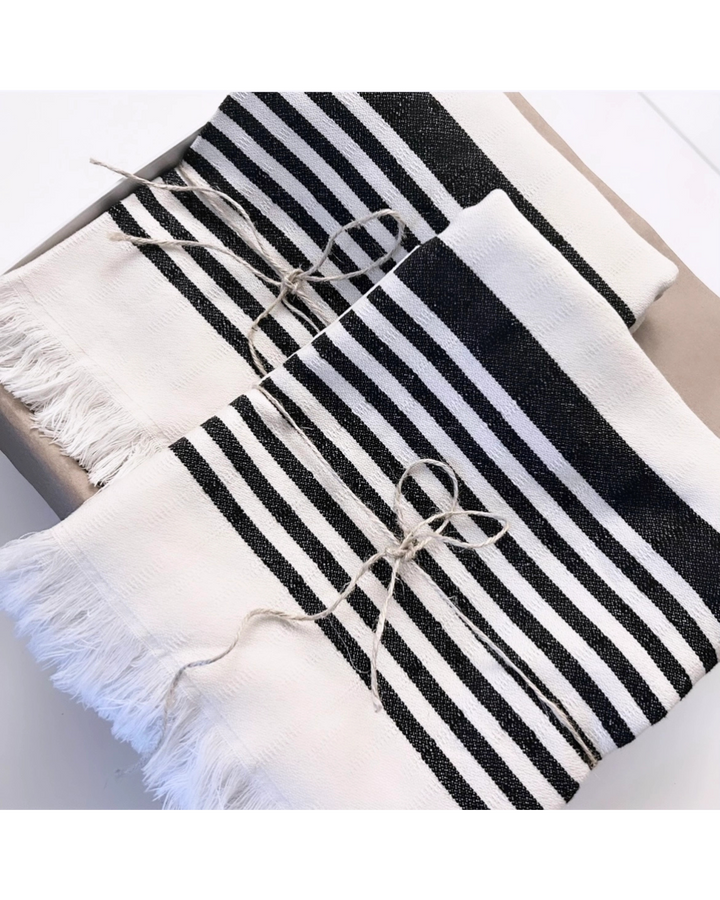 Turkish Dream Towel/Throw- Black Stripe