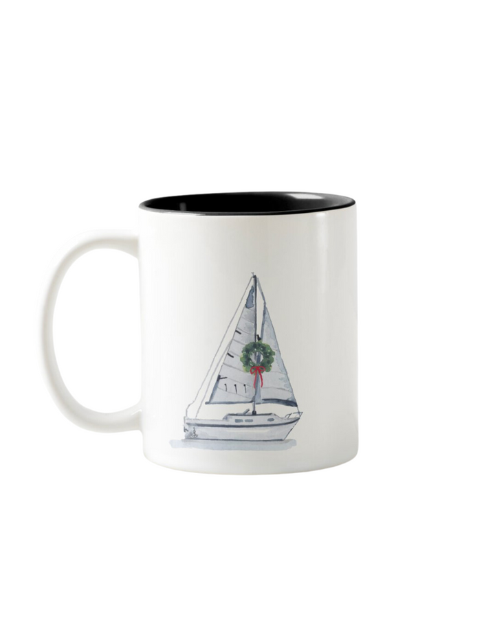 Holiday Watercolor Sailboat Mug