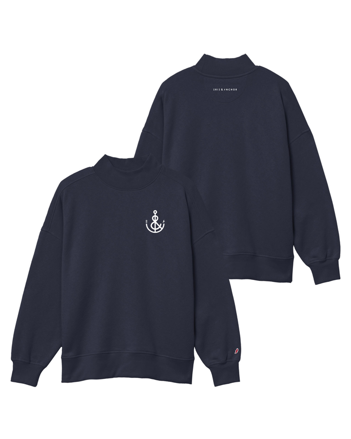 Women’s Anchor Mockneck Crew-Navy