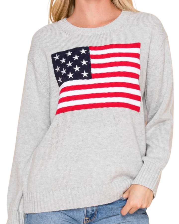 Women’s Flag Knit Sweater-Gray