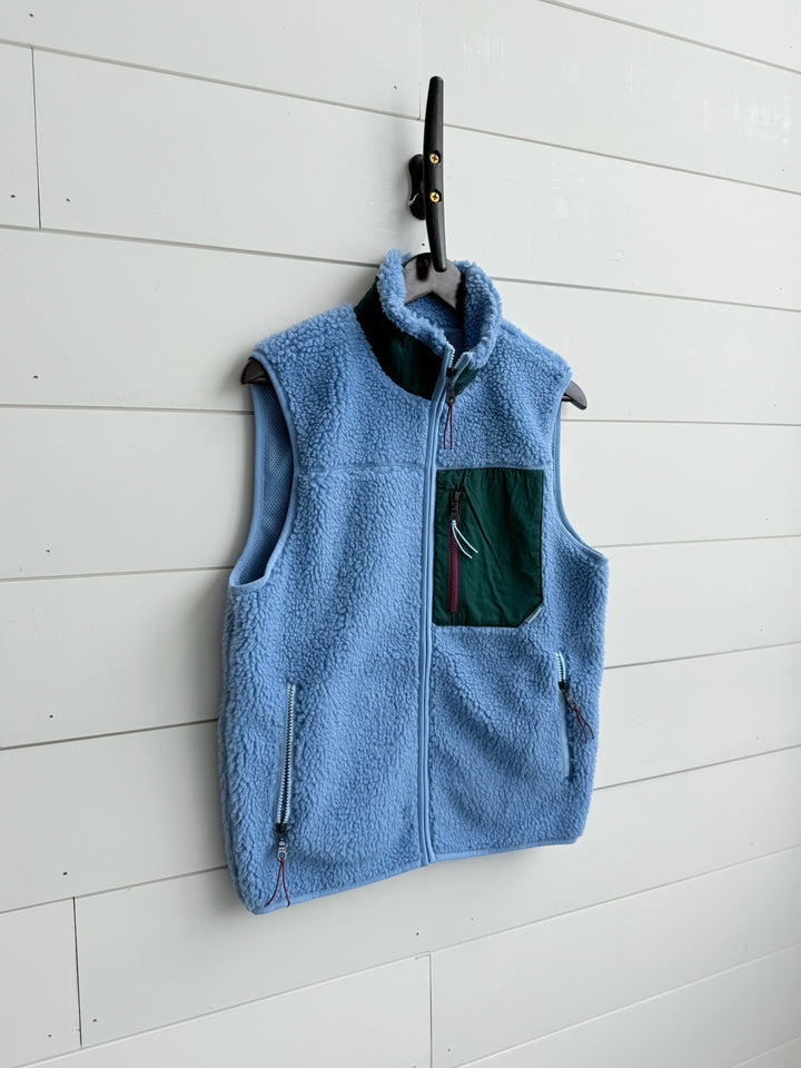 Unisex Full-Zip Sherpa Vest- Blue - Erie and Anchor