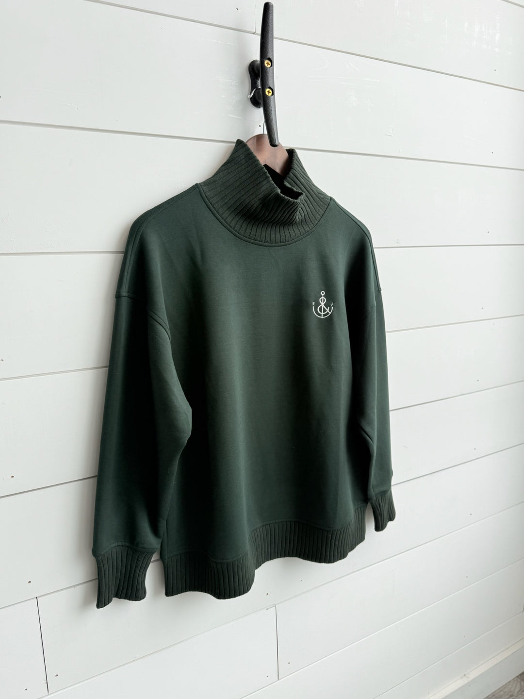Women’s Anchor Ribbed Mockneck - Hunter Green - Erie and Anchor
