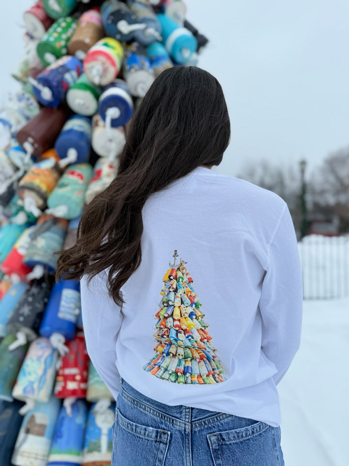 Unisex Buoy Tree Long Sleeve Tee- White - Erie and Anchor
