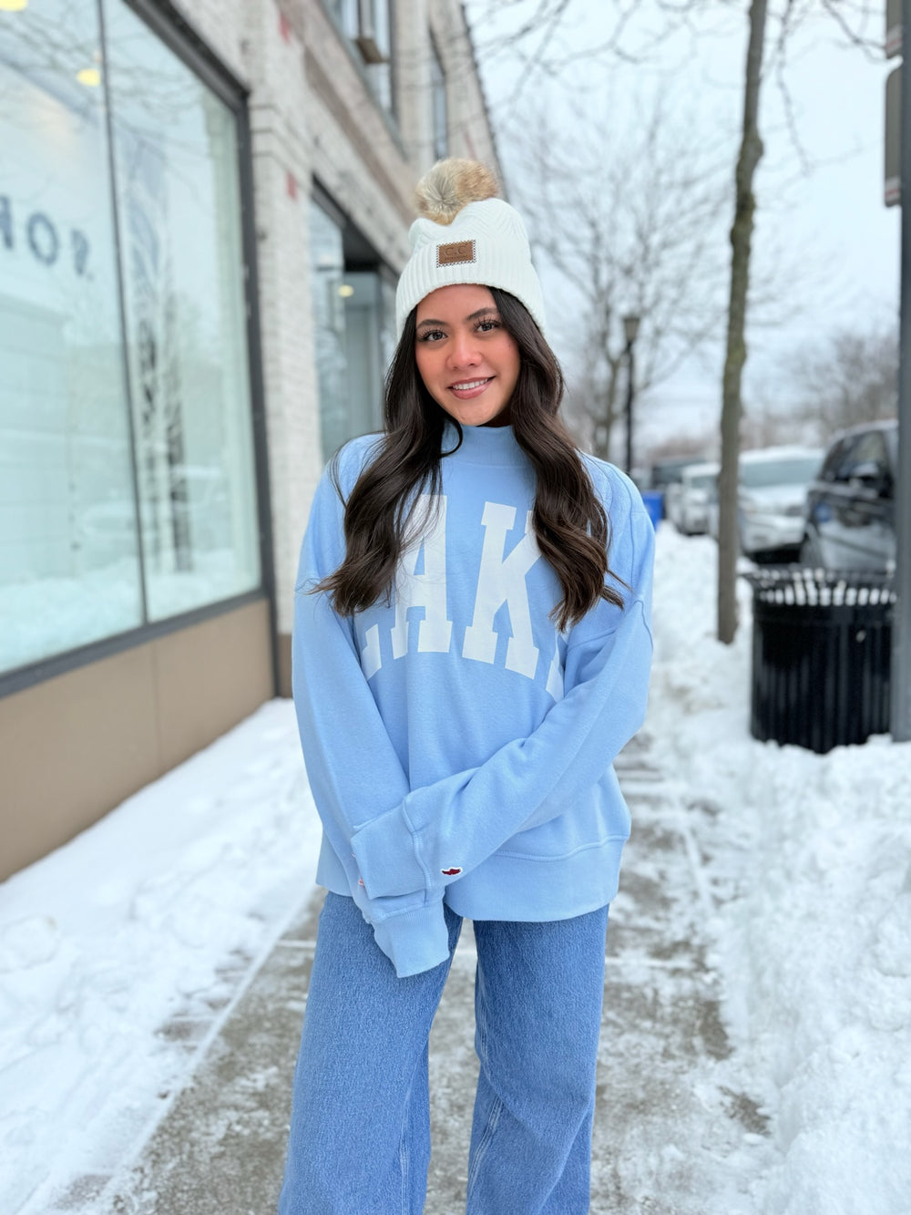 Women’s LAKE Mockneck Crew-Light Blue - Erie and Anchor