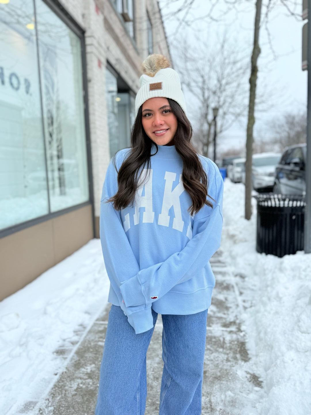 Women’s LAKE Mockneck Crew-Light Blue - Erie and Anchor