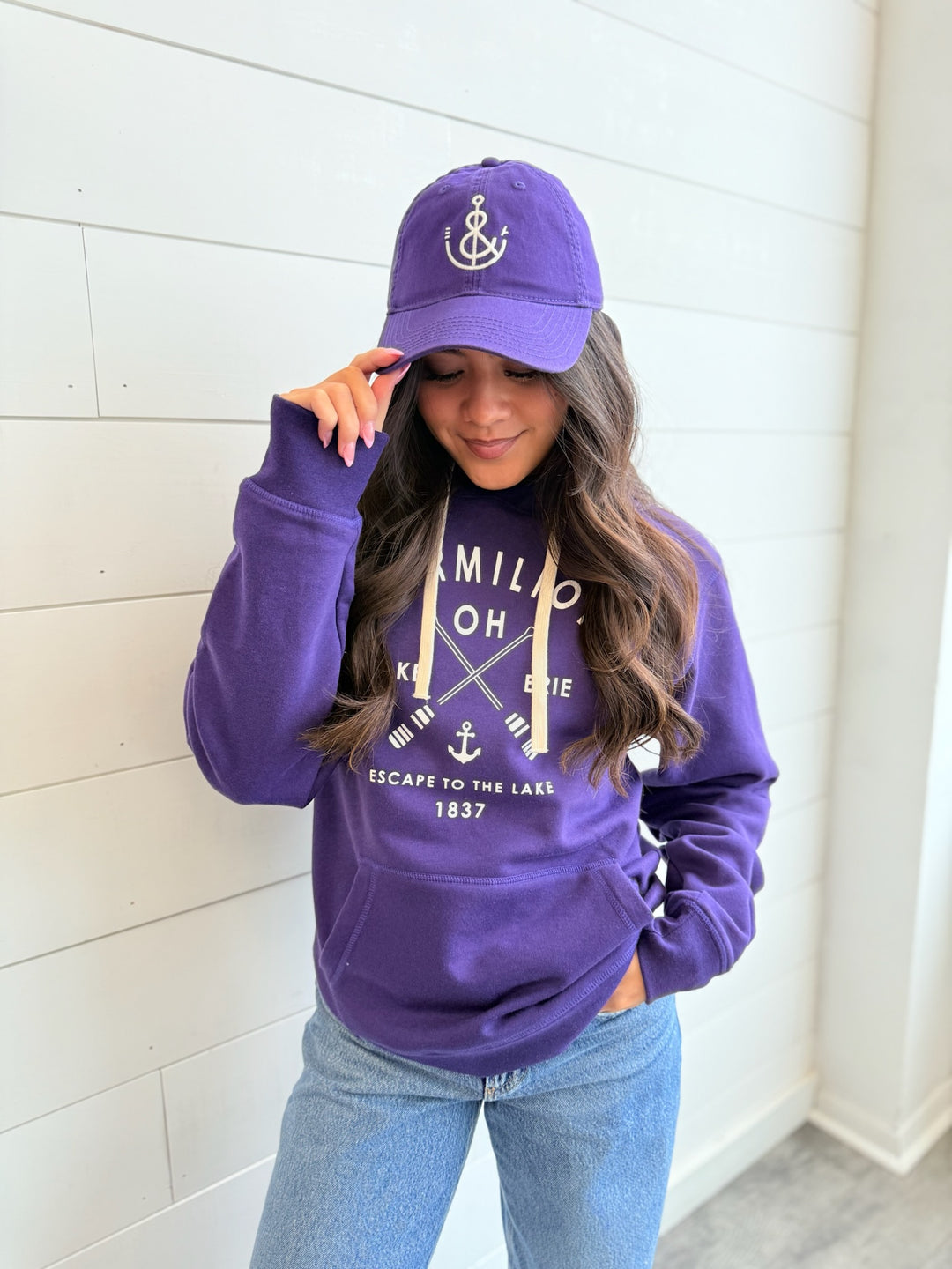 Unisex Vermilion Oar Hoodie - Purple - Erie and Anchor