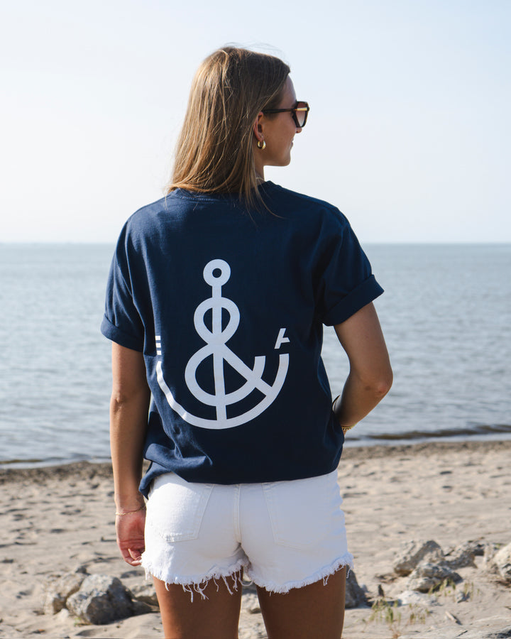Unisex Signature Anchor Short Sleeve- Navy