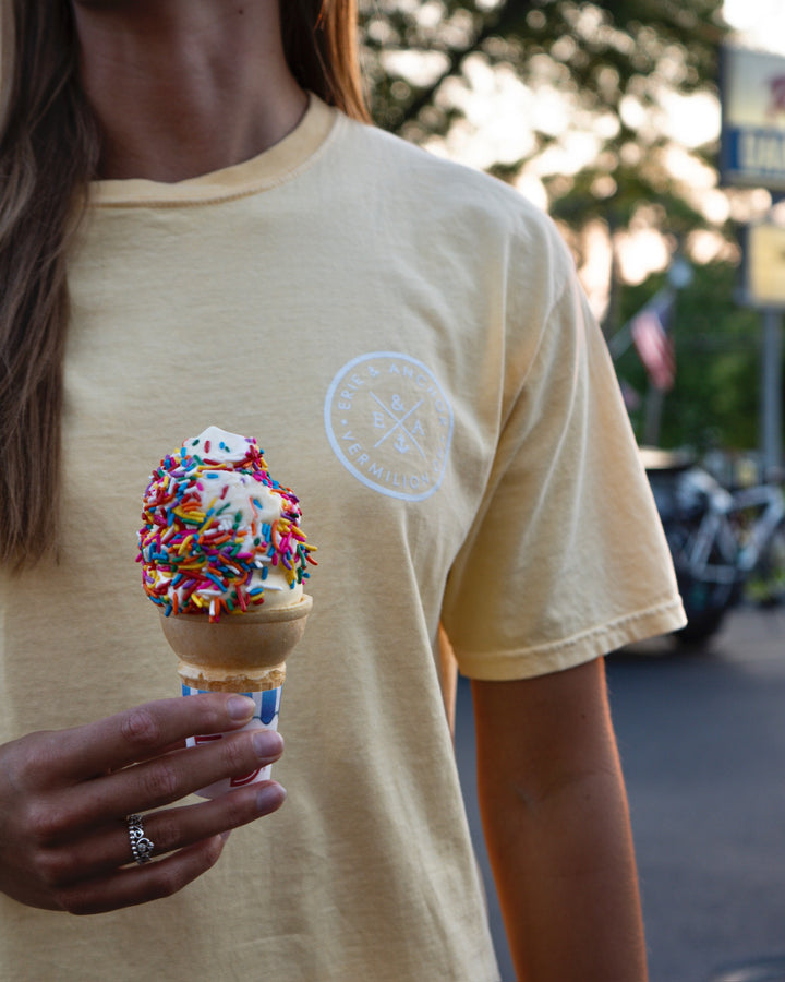 Unisex Signature Anchor Short Sleeve Tee- Butter