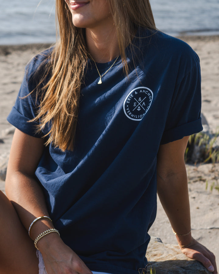 Unisex Signature Anchor Short Sleeve- Navy