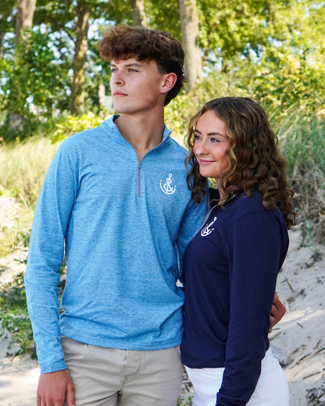 Unisex Anchor 1/4 Zip Performance Pullover- Navy