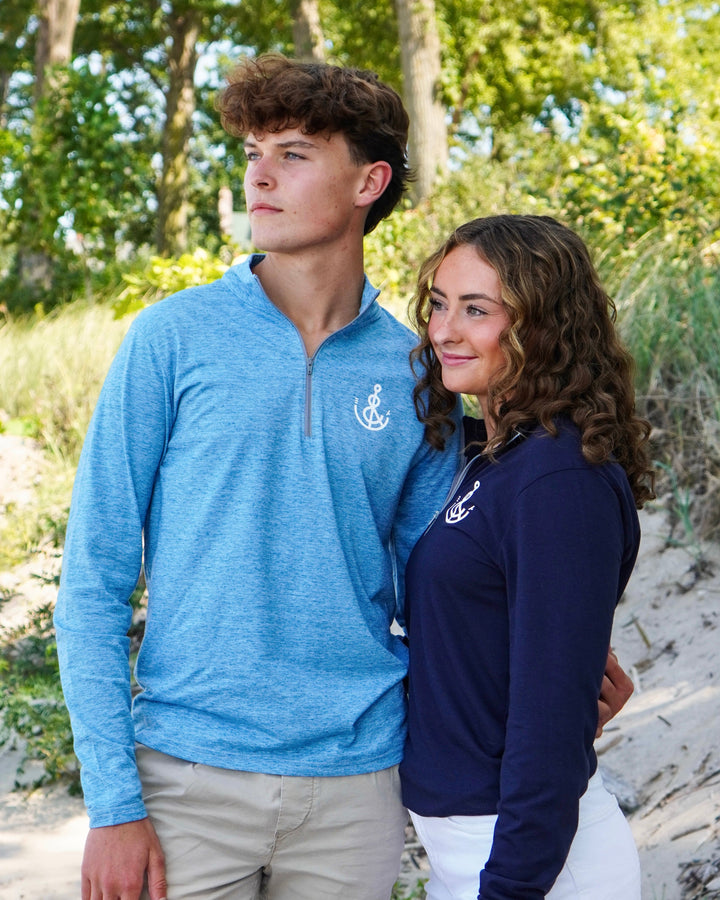 Unisex Anchor 1/4 Zip Performance Pullover- Navy