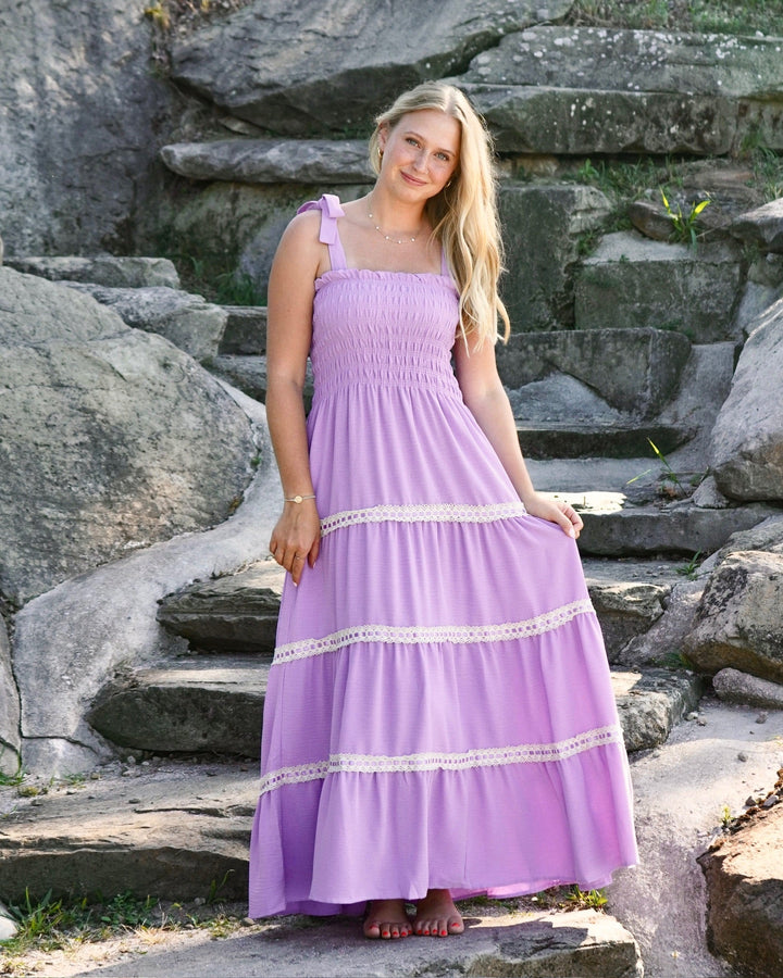 Women’s Smocked Maxi Dress- Lavendar
