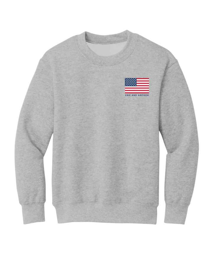 Youth Vermilion Flag Crewneck- Gray