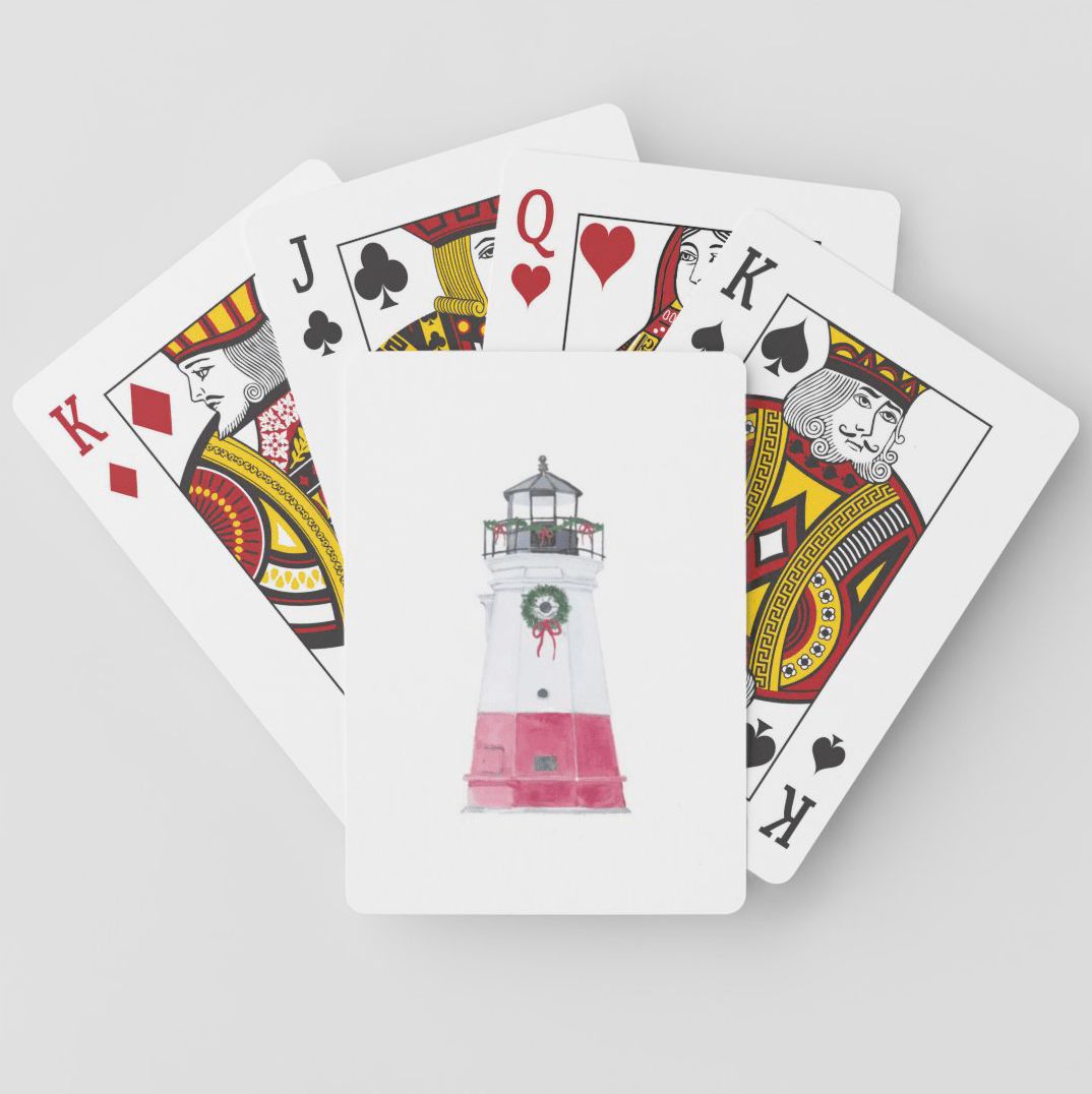 Holiday Vermilion Lighthouse Playing Cards