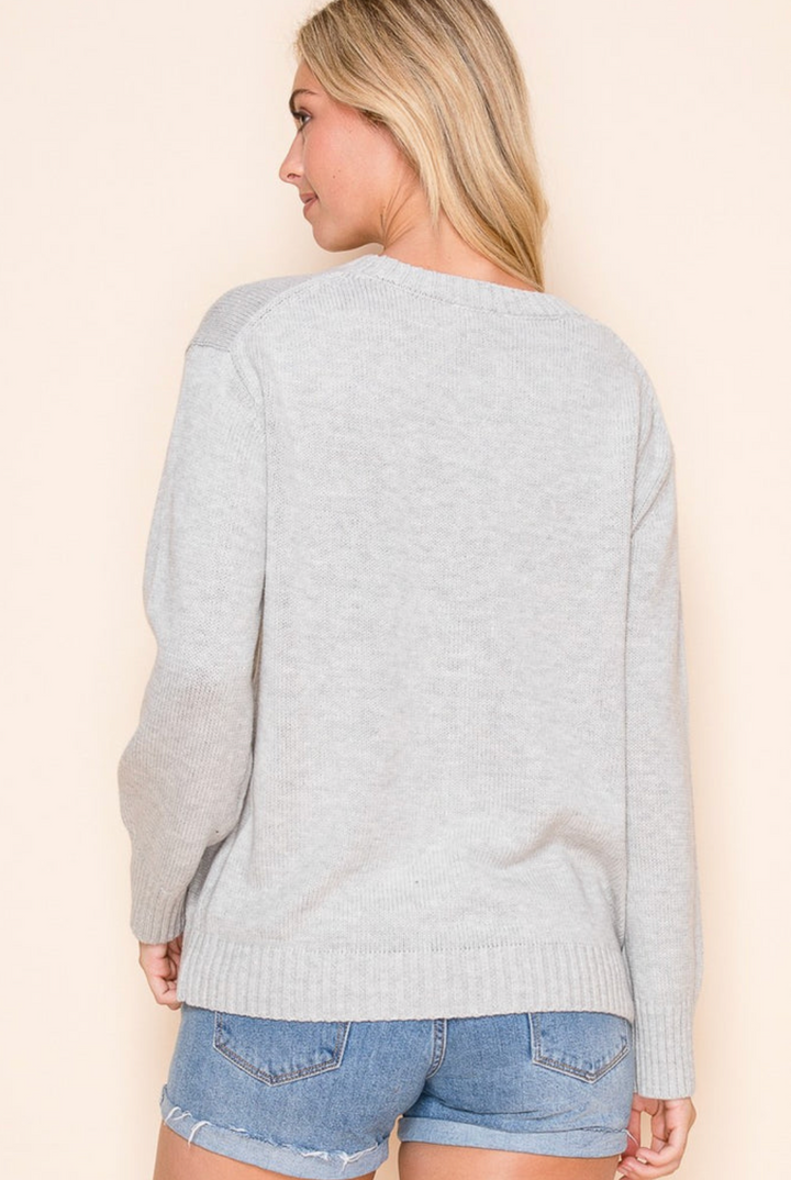 Women’s Flag Knit Sweater-Gray