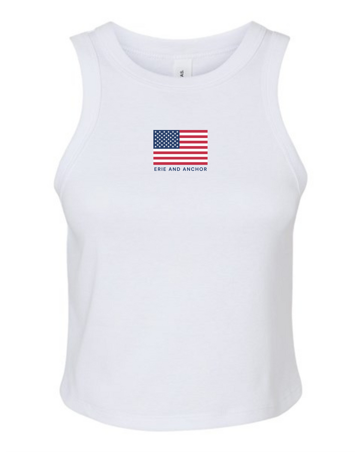 Women's American Flag Racer Tank - White
