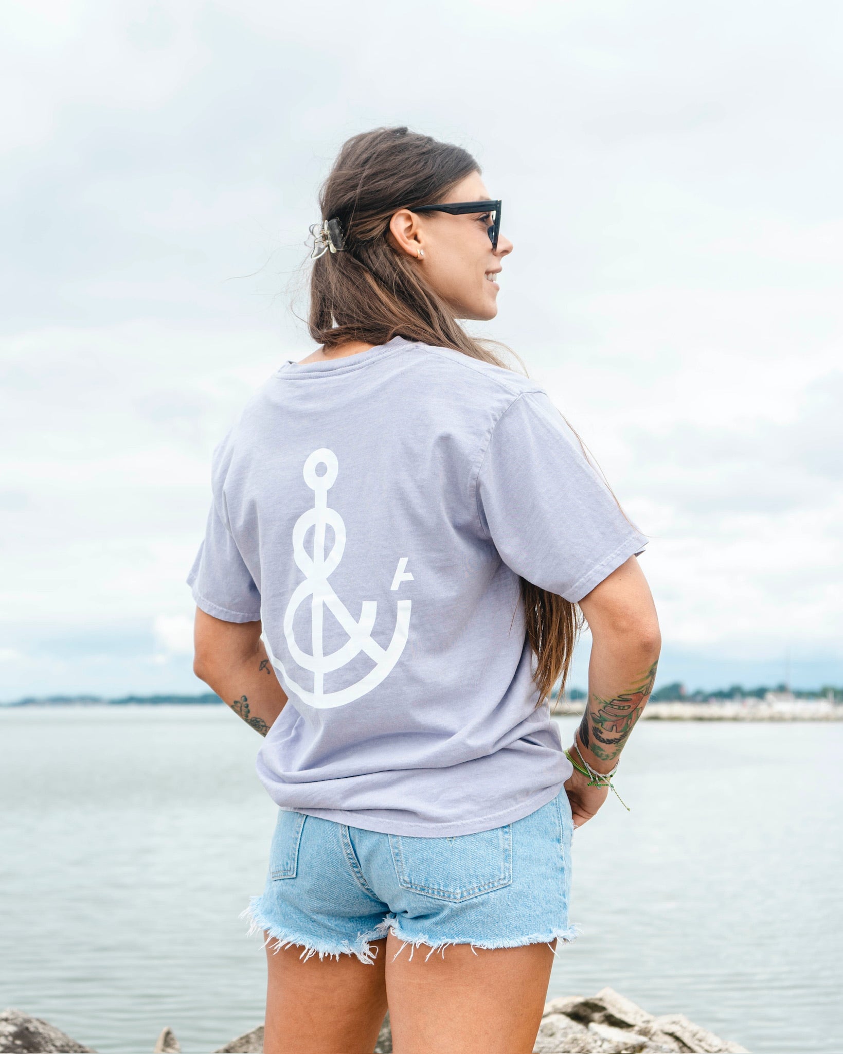 Unisex Signature Anchor Short Sleeve Tee- Thistle