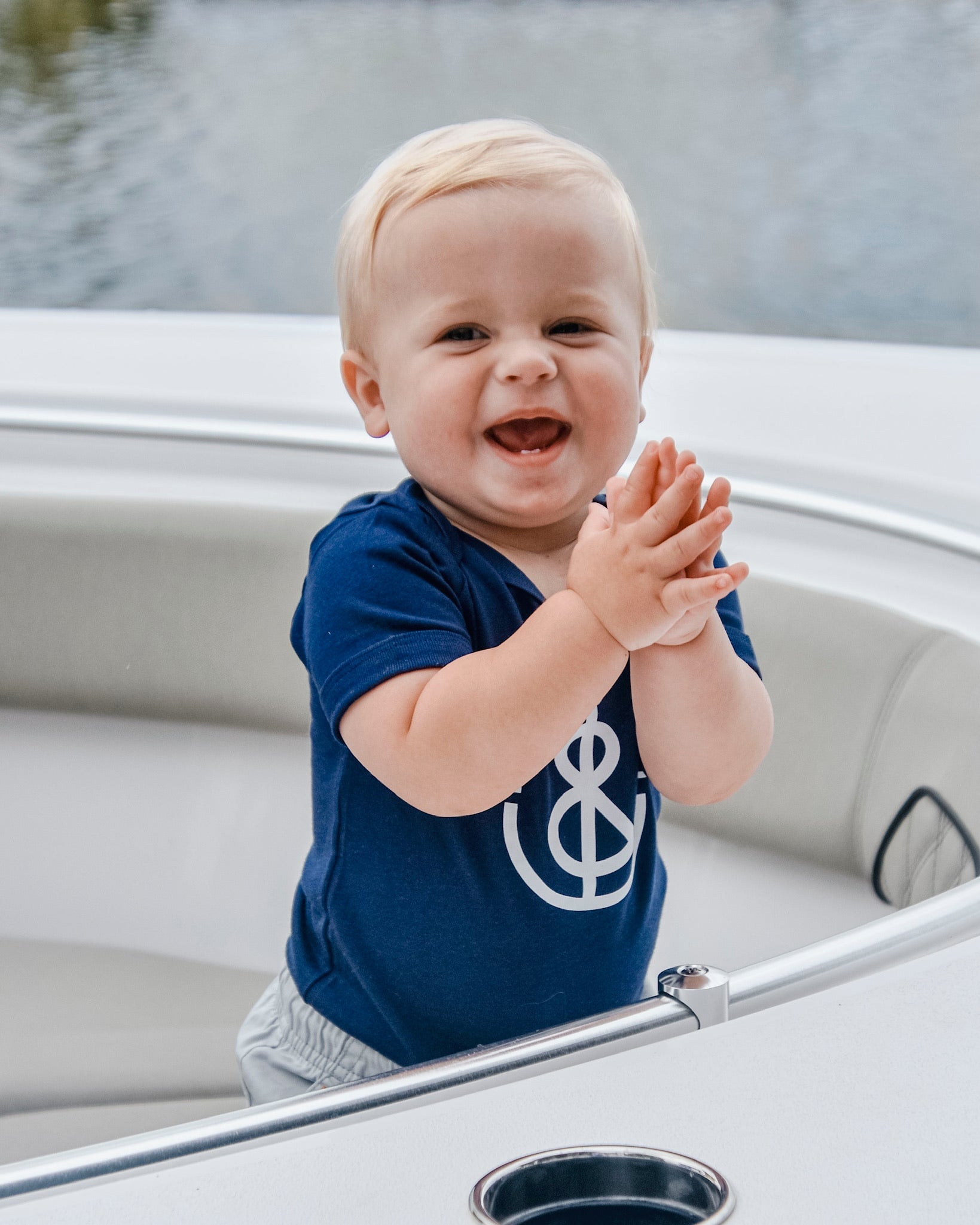 Infant Anchor Onesie- Navy Blue