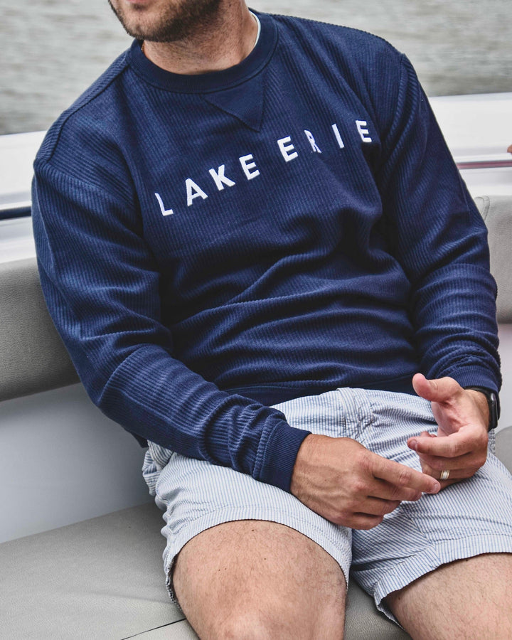 Unisex Lake Erie Ribbed Crew - Navy