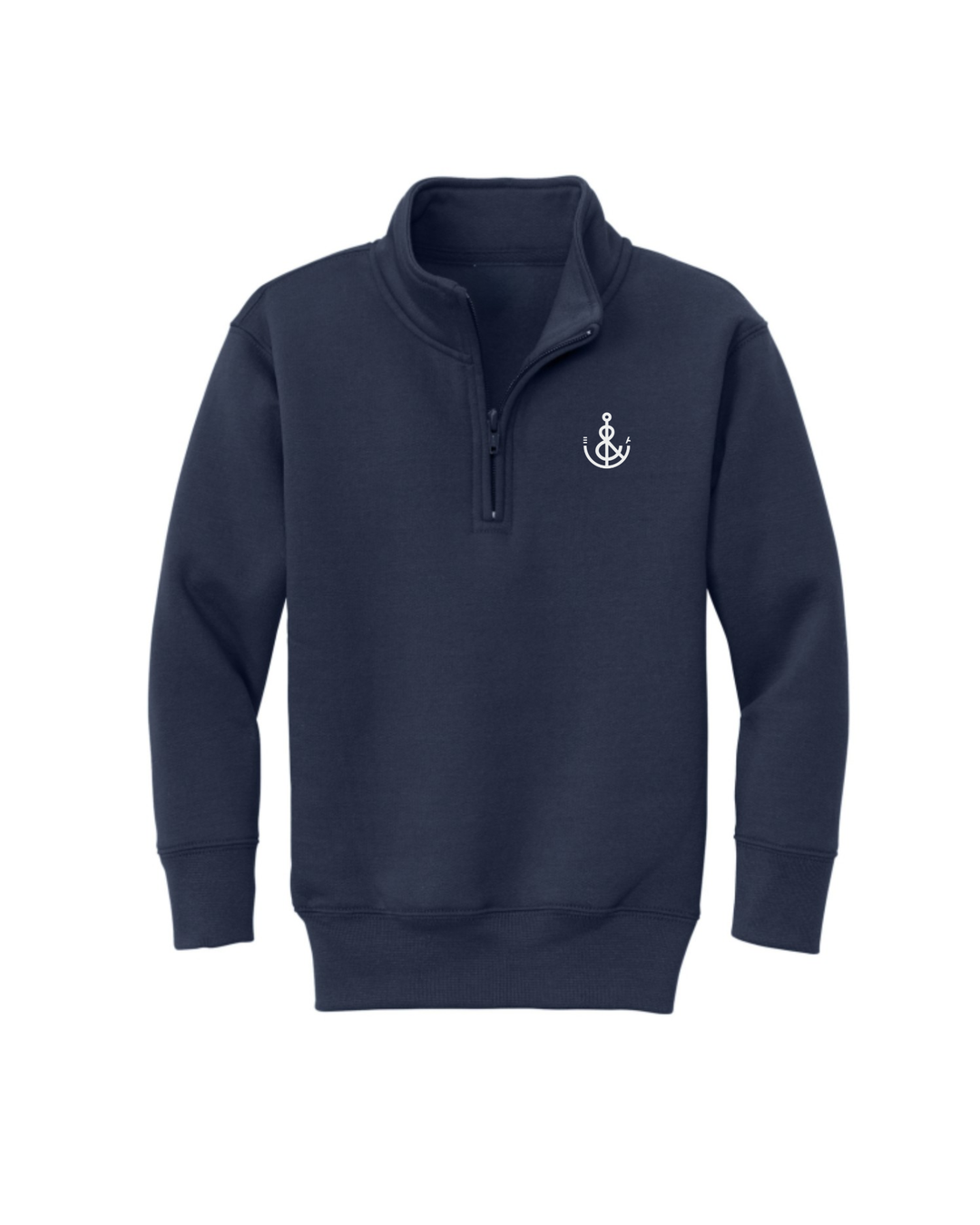 Youth Embroidered Anchor 1/4 Zip- Navy - Erie and Anchor