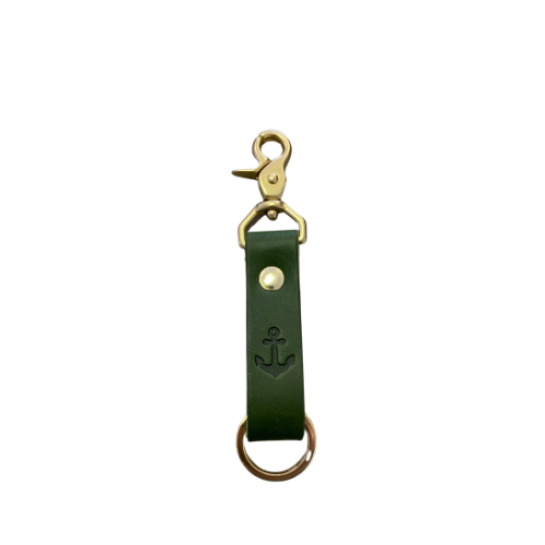 Anchor Leather Keychain- Forest Green