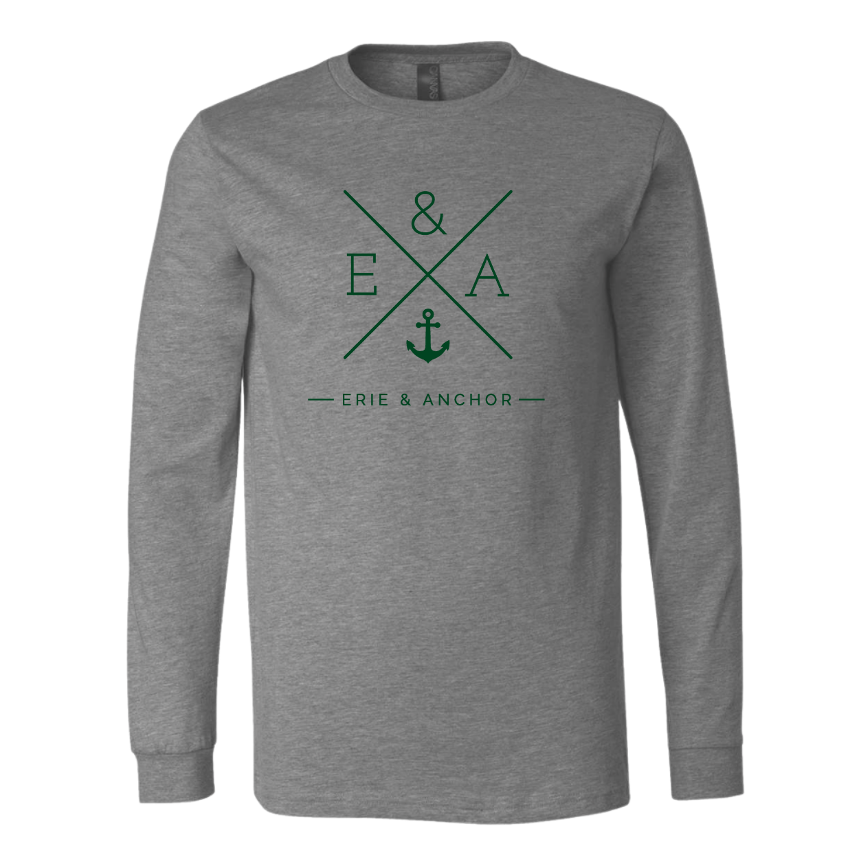 Unisex Crosswinds Long Sleeve Tee - Gray/Hunter Green