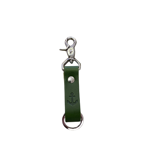 Anchor Leather Keychain- Forest Green
