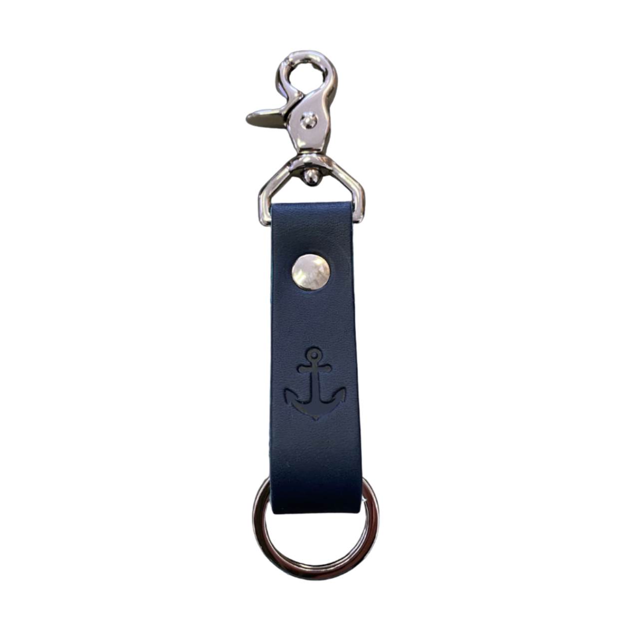 Anchor Leather Keychain- Navy