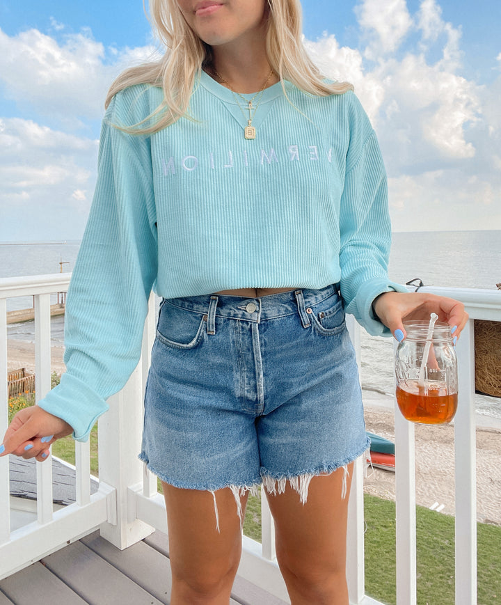 Unisex Vermilion Ribbed Crew-Sea Glass - Erie and Anchor