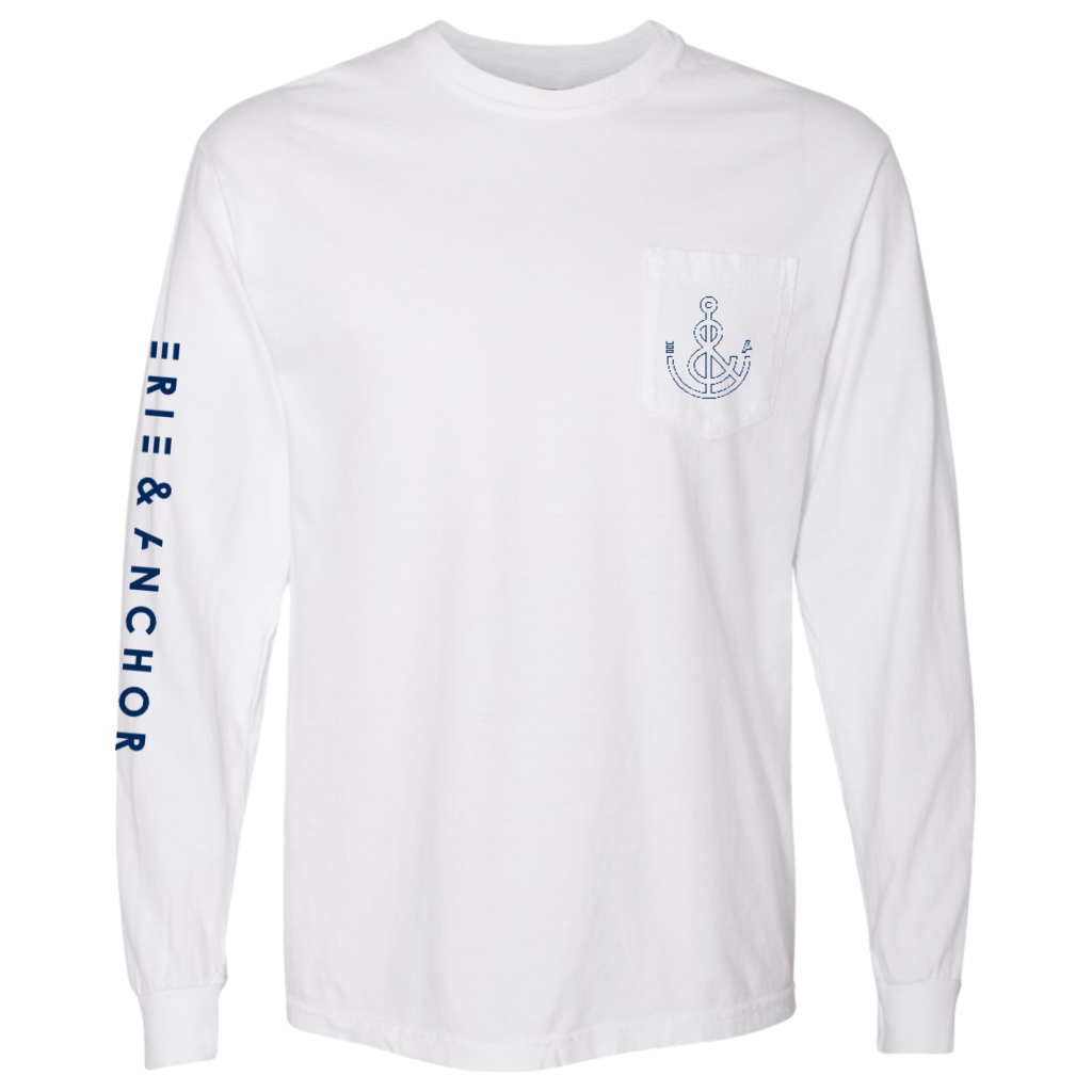 Signature Anchor Long Sleeve Pocket Tee-White