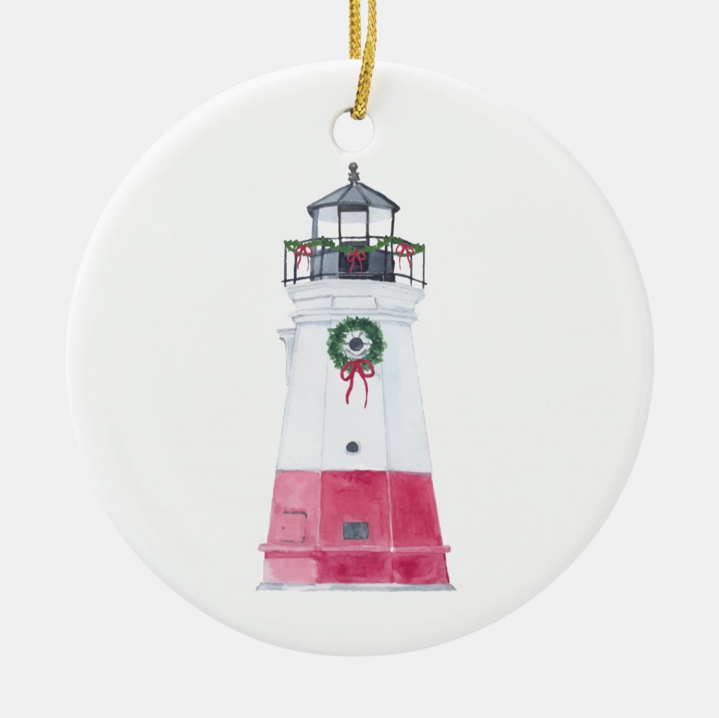 Holiday Vermilion Lighthouse Ornament