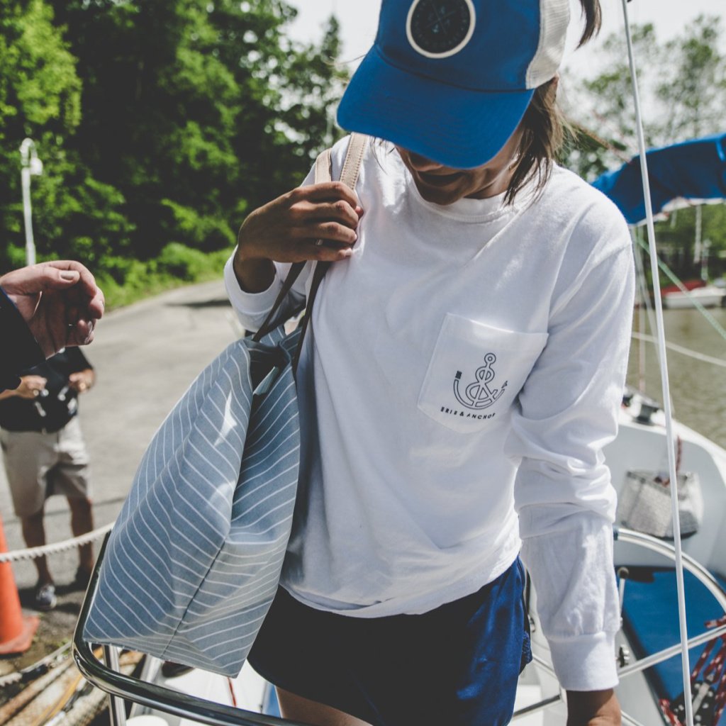 Signature Anchor Long Sleeve Pocket Tee-White